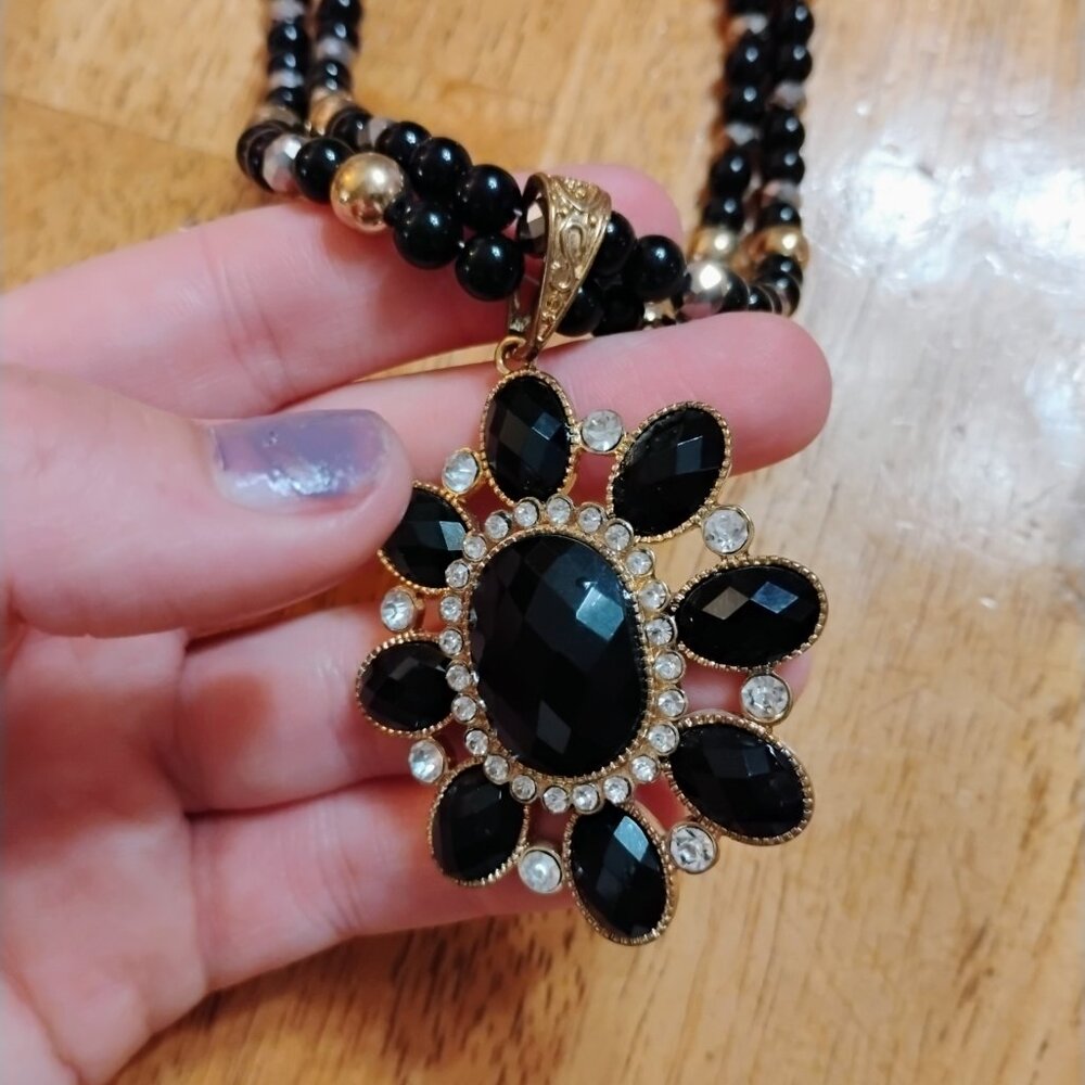 Unique Black Statement Necklace - image 2